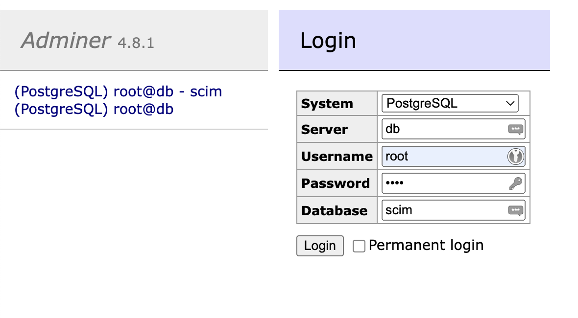 PostgreSQL Login