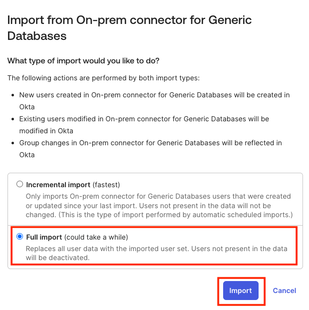 Click Import Now button and select Full Import to start user import